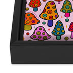 Smiley Mushrooms Print in Pink Framed Canvas Print Gallery Image 3
