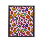 Smiley Mushrooms Print in Pink Framed Canvas Print Gallery Image 8