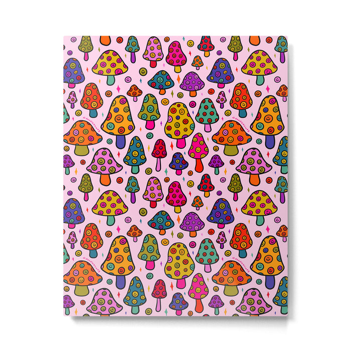 Smiley Mushrooms Print in Pink Metal Print Gallery Image 1