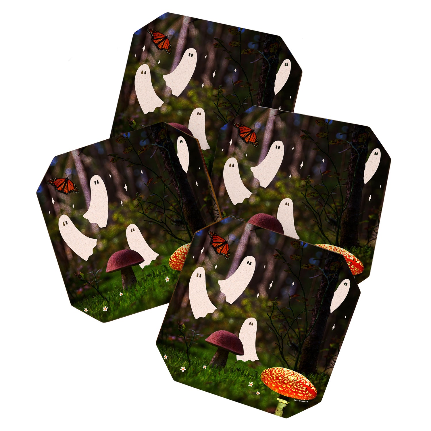 Spooky Forest Ghost Collage Coaster Gallery Image 1