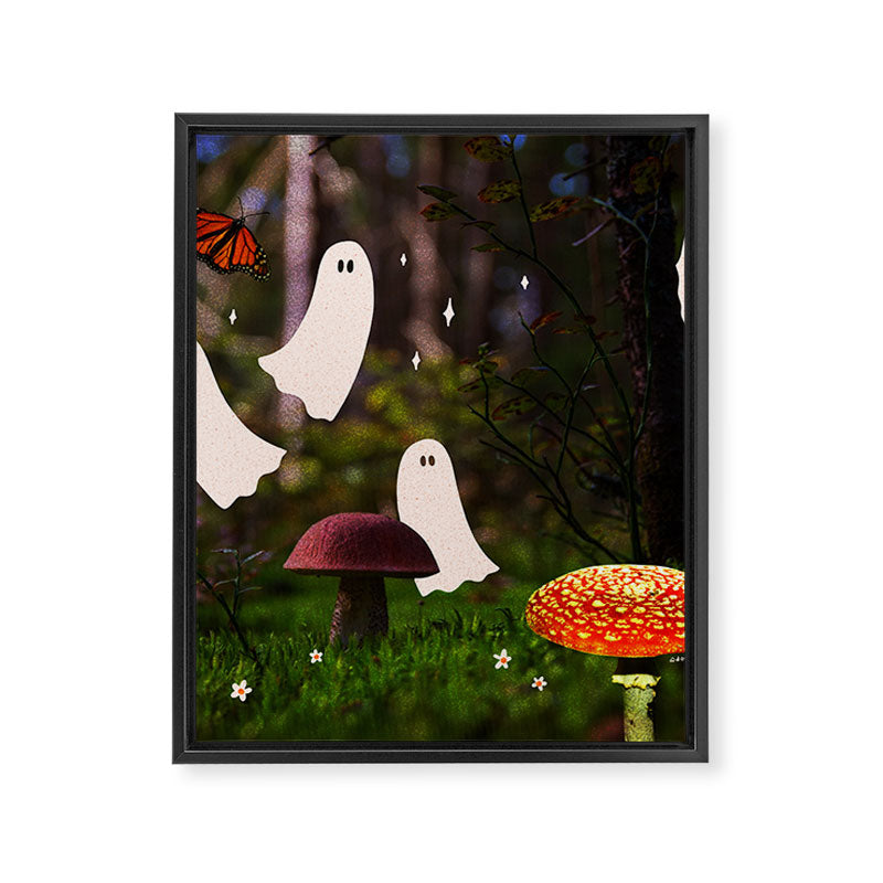 Spooky Forest Ghost Collage Framed Canvas Print Gallery Image 8