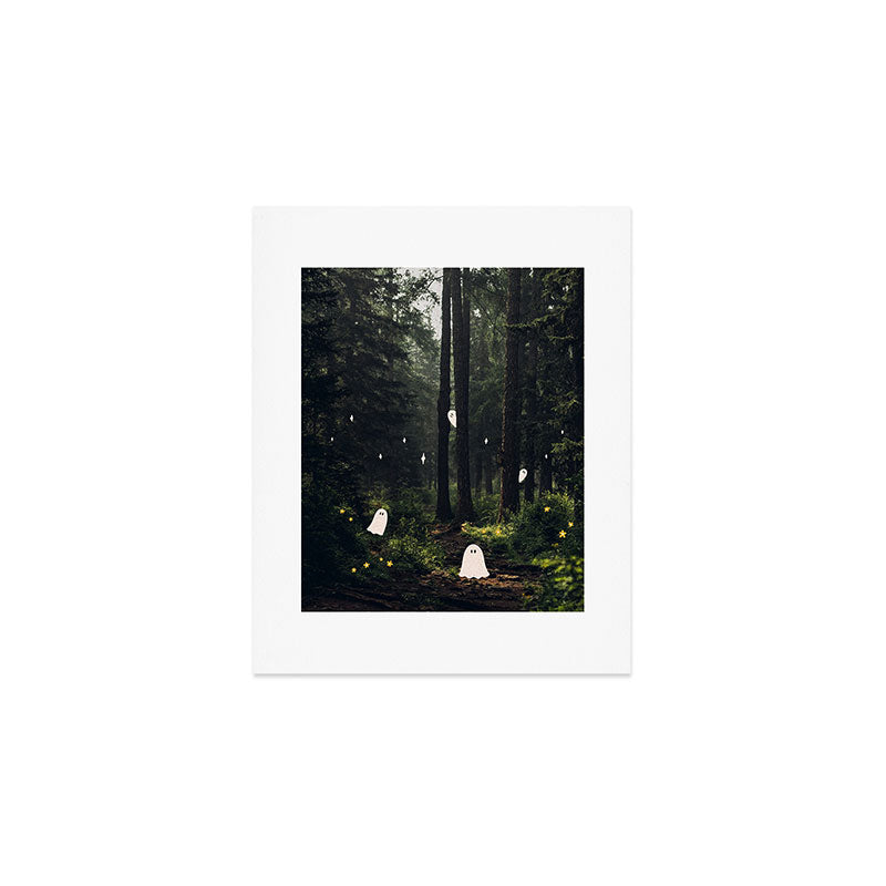 Spooky Ghost in the Forest Collage Art Print Gallery Image 1