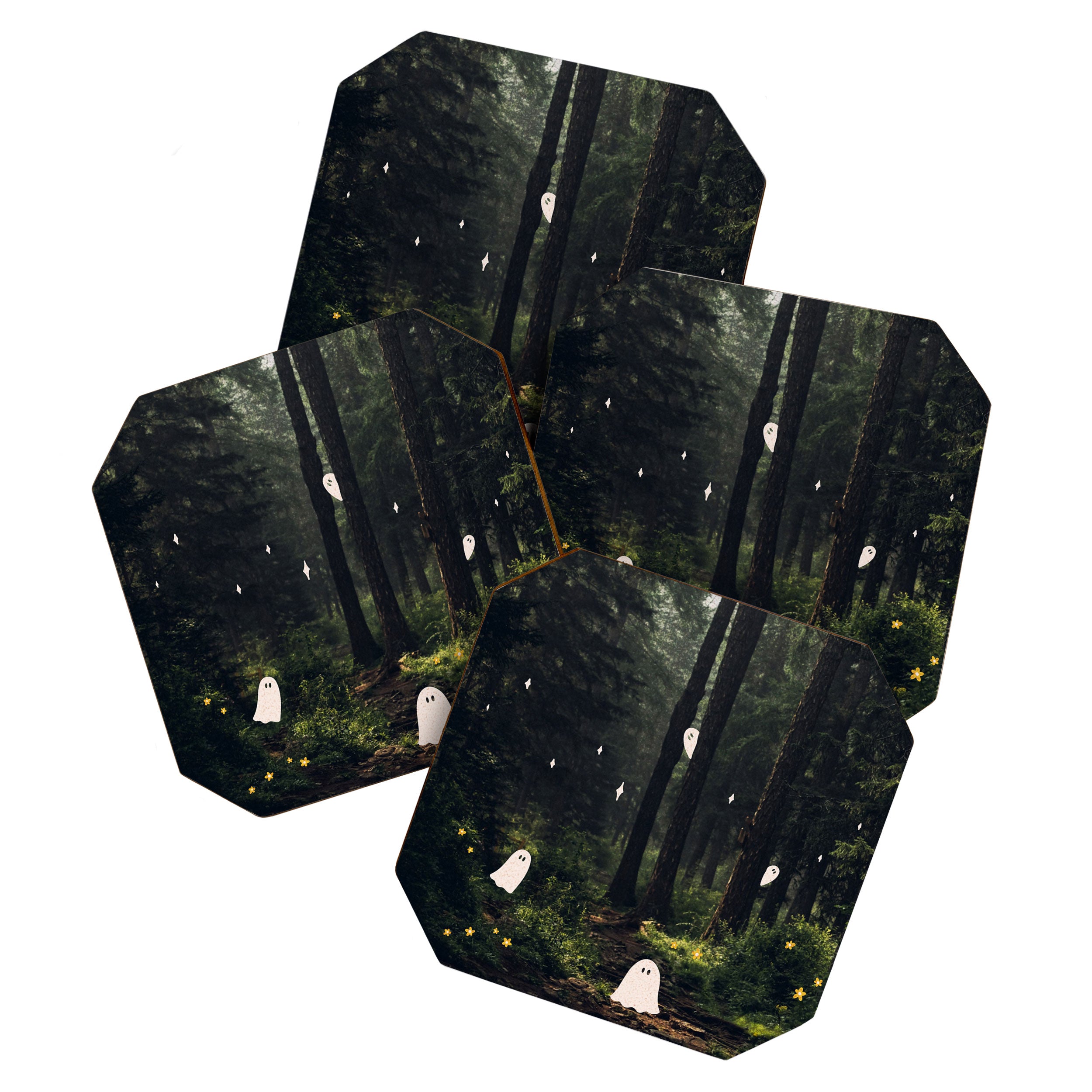 Spooky Ghost in the Forest Collage Coaster Gallery Image 1