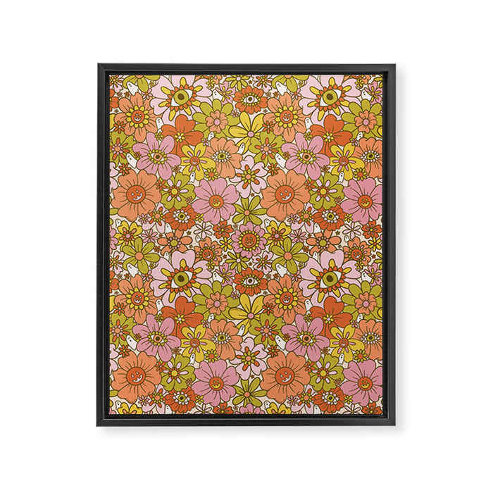 Spooky Groovy Flower Print Framed Canvas Print Gallery Image 1