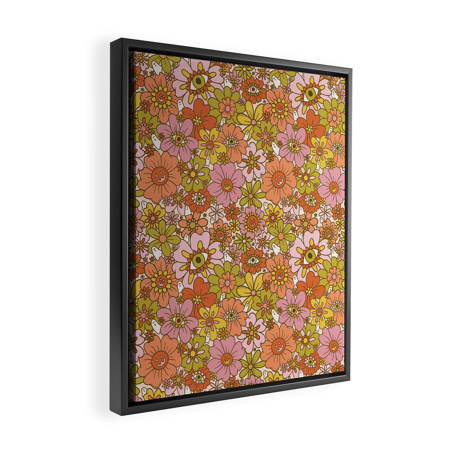 Spooky Groovy Flower Print Framed Canvas Print Gallery Image 2