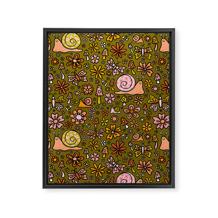 Spring Snail Print Framed Canvas Print Gallery Image 1