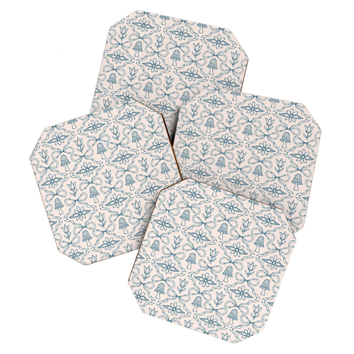 Spring Toile Print in Blue Coaster Gallery Image 1