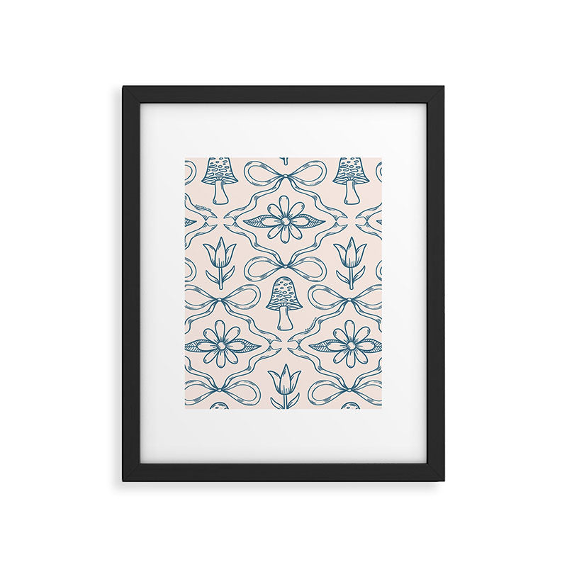 Spring Toile Print in Blue Framed Art Print Gallery Image 6