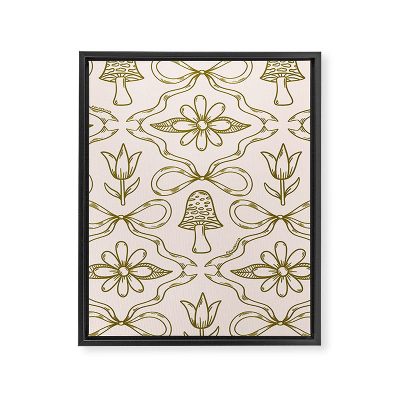 Spring Toile Print in Green Framed Canvas Print Gallery Image 8