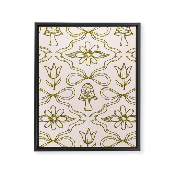 Spring Toile Print in Green Framed Canvas Print Gallery Image 1