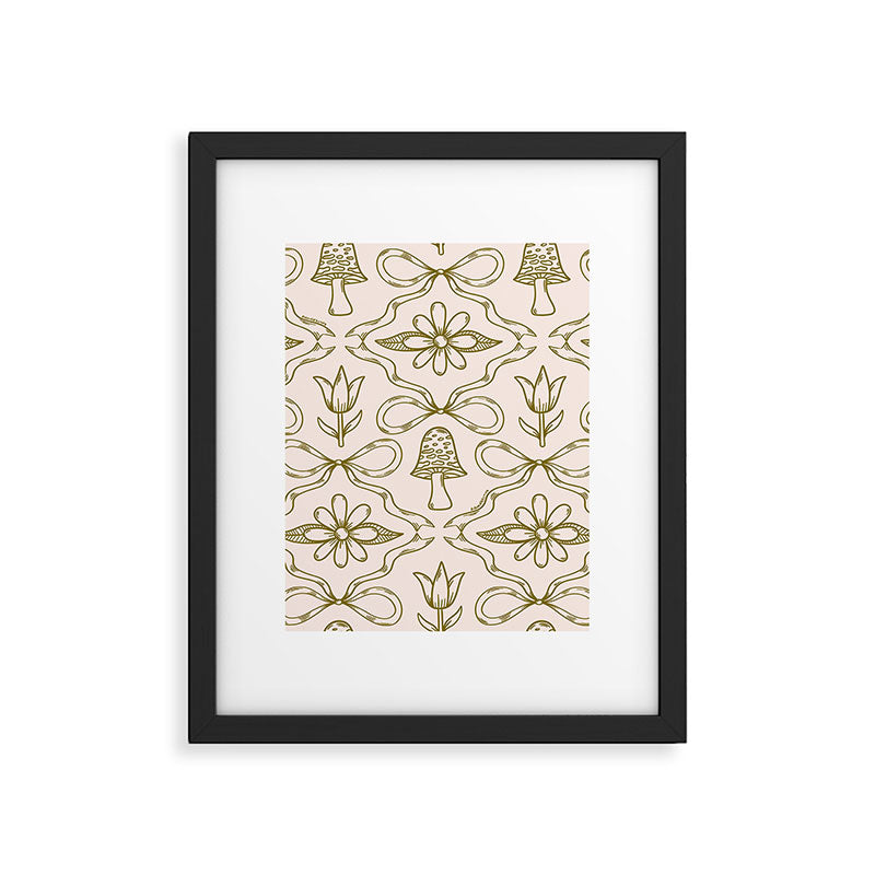 Spring Toile Print in Green Framed Art Print Gallery Image 6