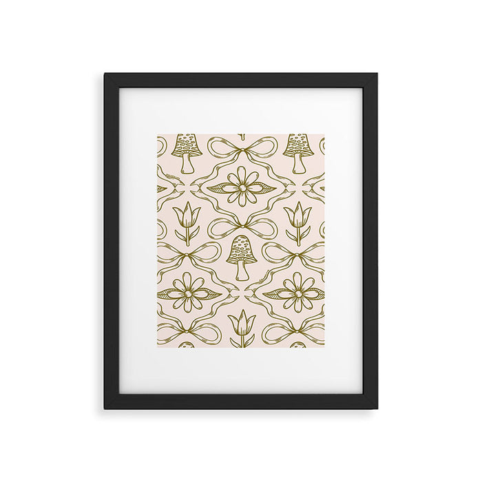 Spring Toile Print in Green Framed Art Print Gallery Image 1