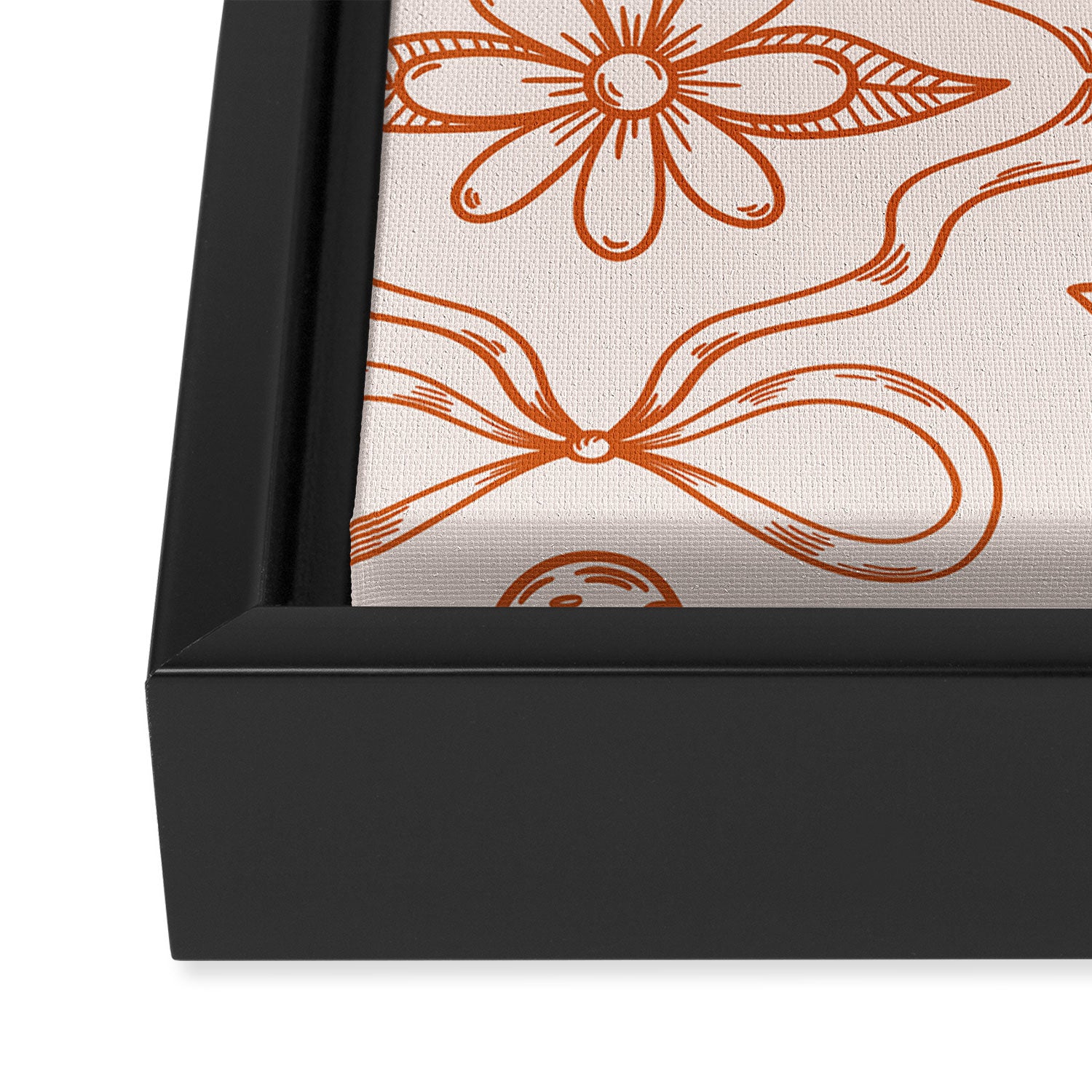 Spring Toile Print in Orange Framed Canvas Print Gallery Image 3