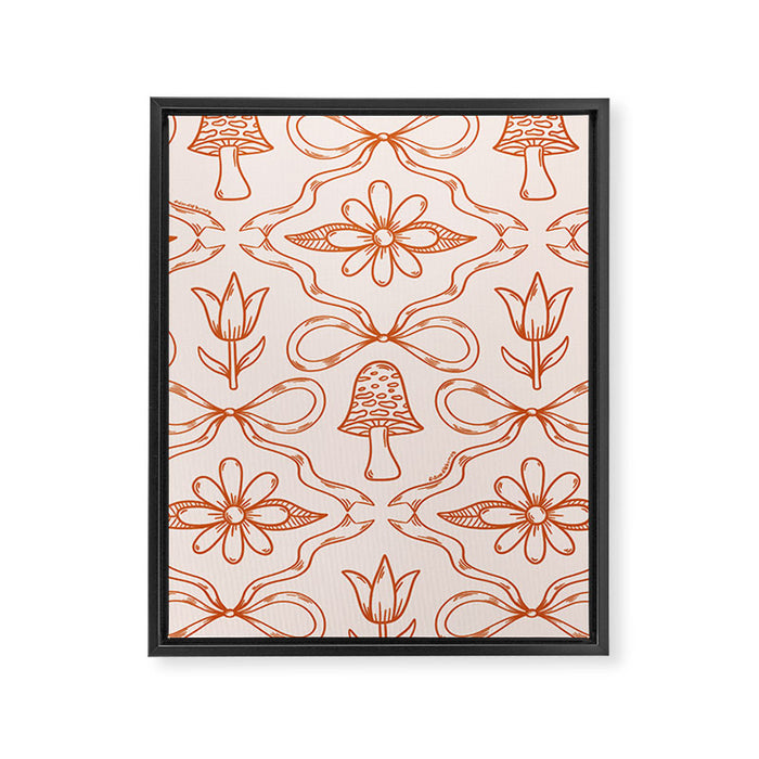 Spring Toile Print in Orange Framed Canvas Print Gallery Image 1