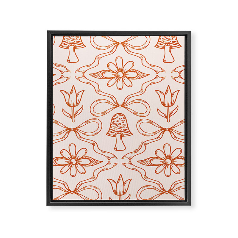 Spring Toile Print in Orange Framed Canvas Print Gallery Image 8