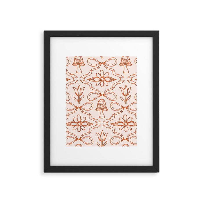 Spring Toile Print in Orange Framed Art Print Gallery Image 1