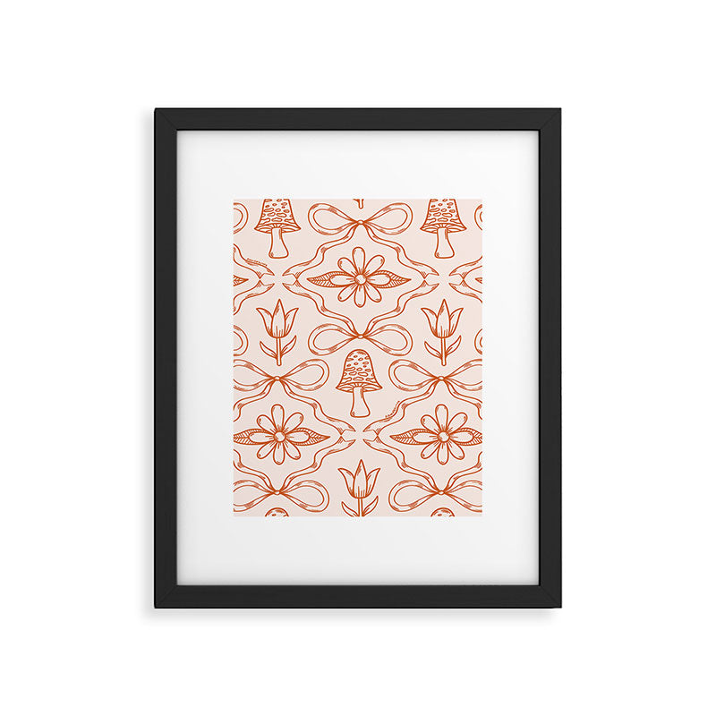 Spring Toile Print in Orange Framed Art Print Gallery Image 6