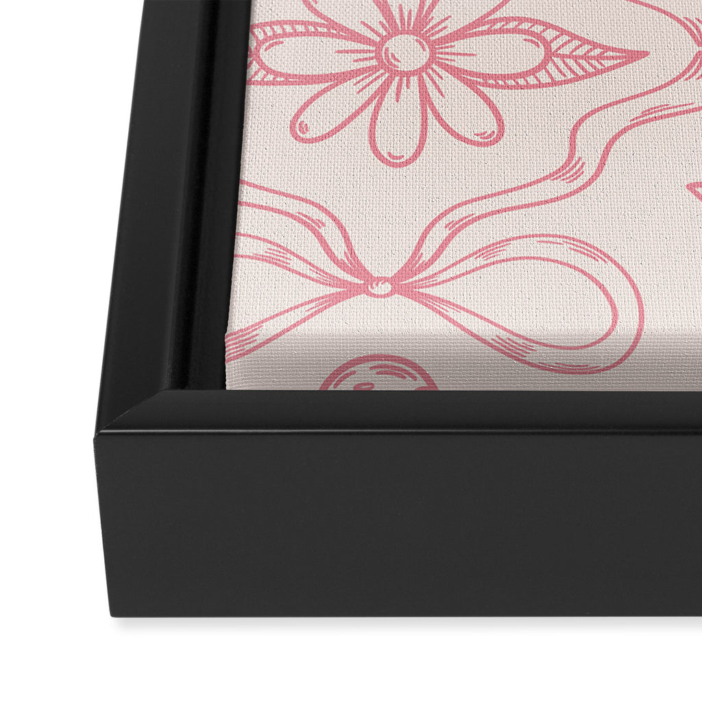 Spring Toile Print in Pink Framed Canvas Print Gallery Image 3