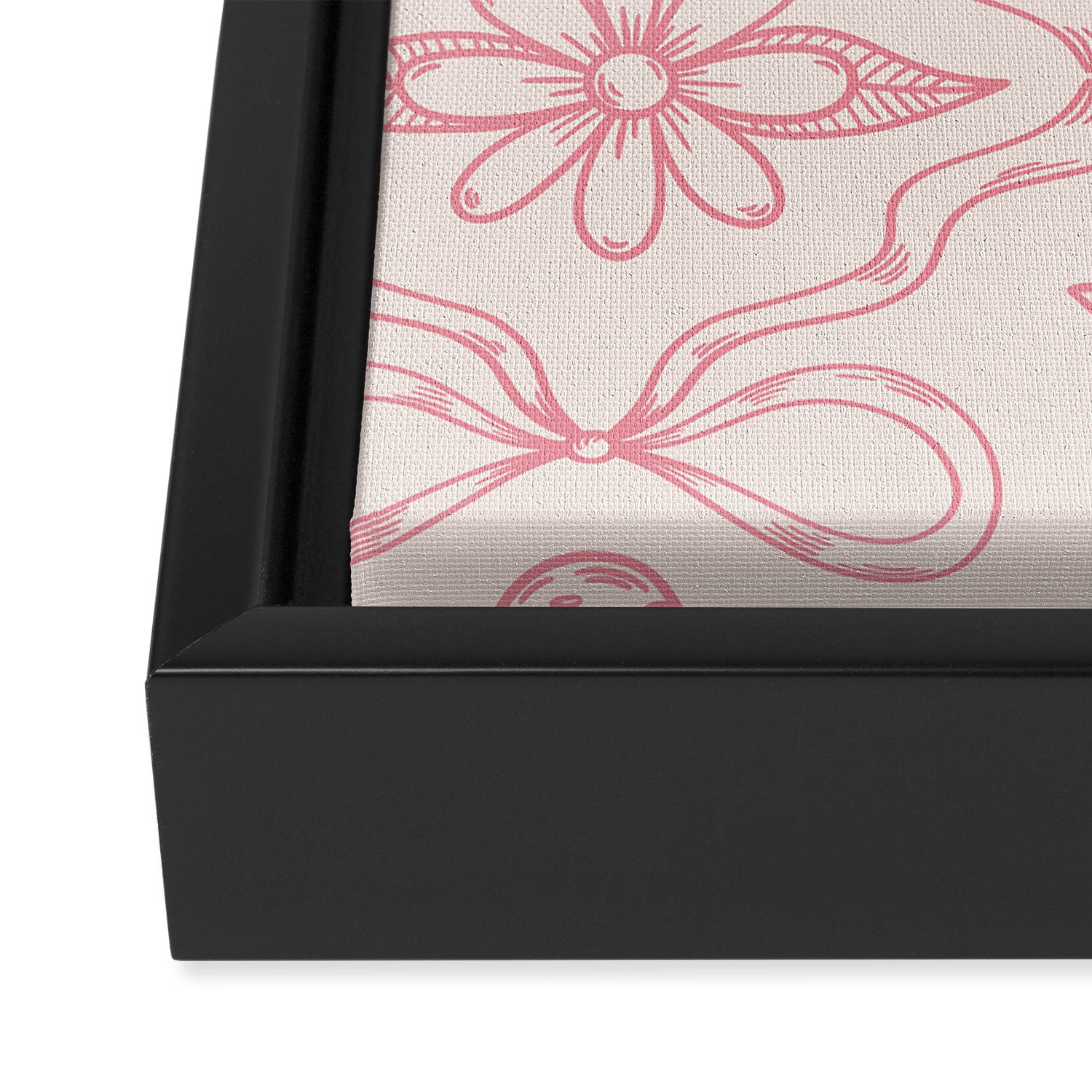 Spring Toile Print in Pink Framed Canvas Print Gallery Image 3