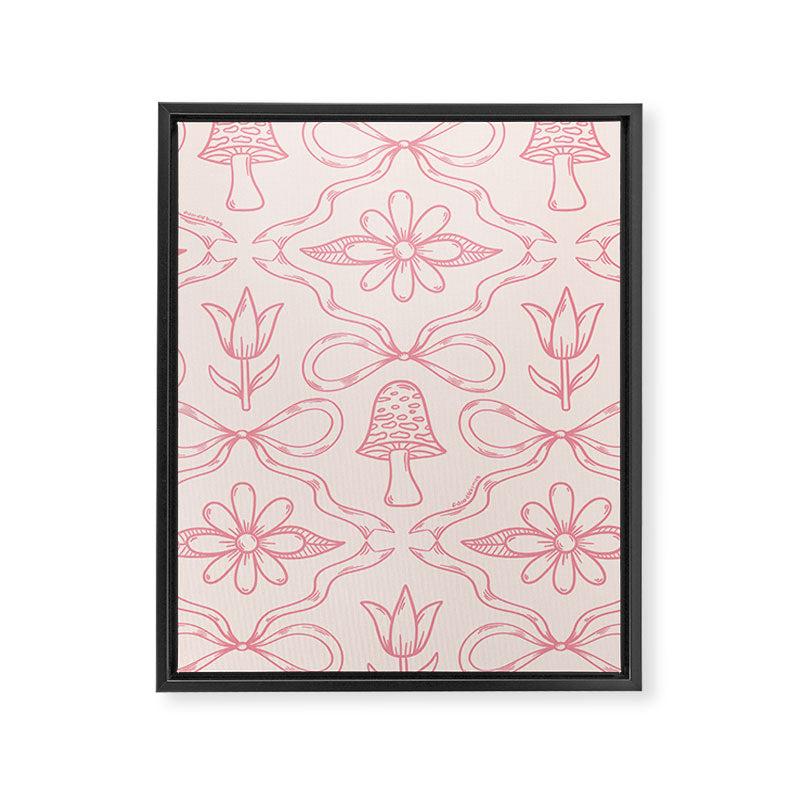 Spring Toile Print in Pink Framed Canvas Print Gallery Image 8