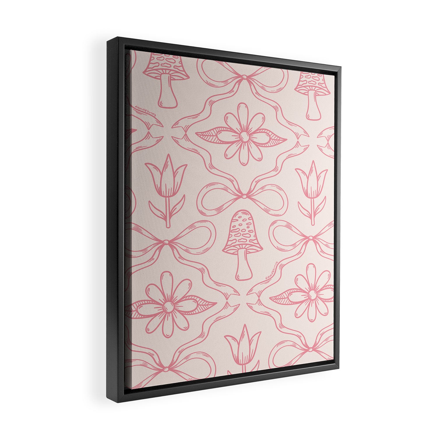 Spring Toile Print in Pink Framed Canvas Print Gallery Image 2