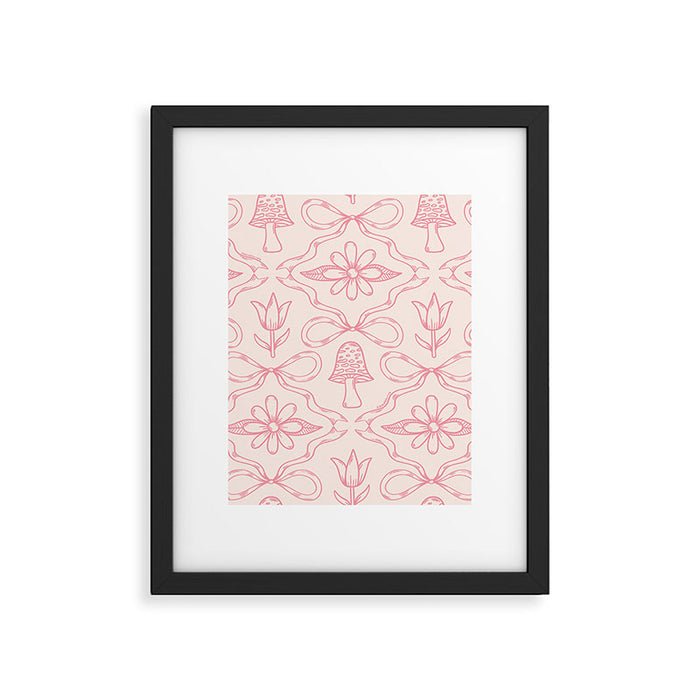 Spring Toile Print in Pink Framed Art Print Gallery Image 1