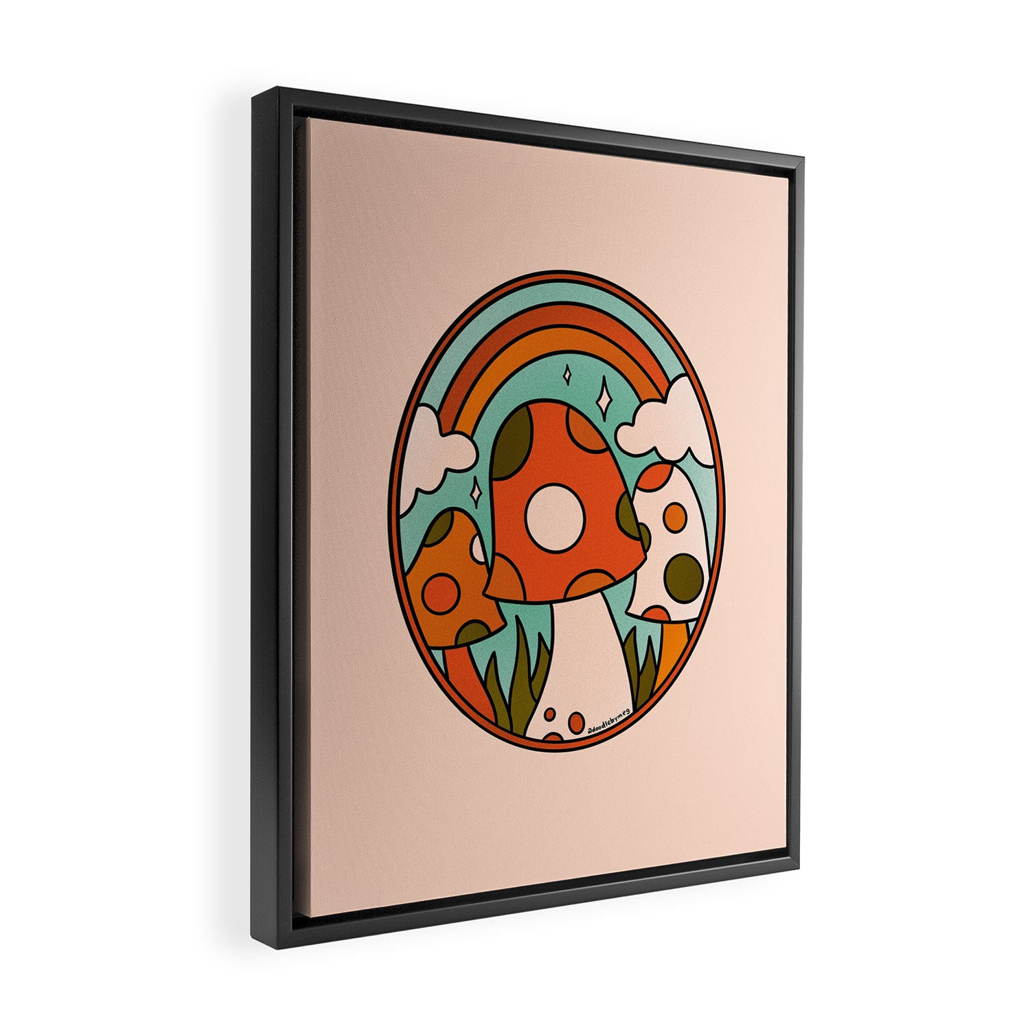 Stained Glass Mushrooms Framed Canvas Print Gallery Image 2