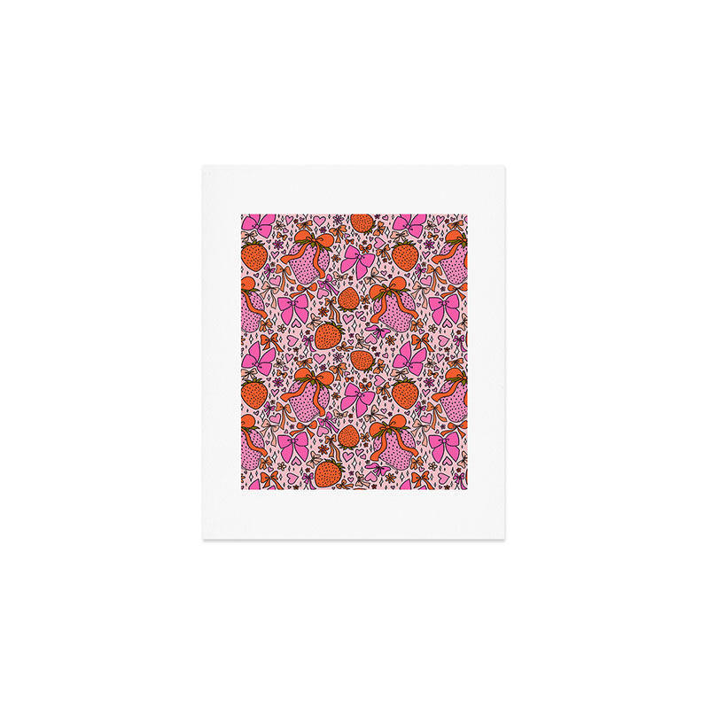 Strawberries and Bows Print Art Print Gallery Image 1