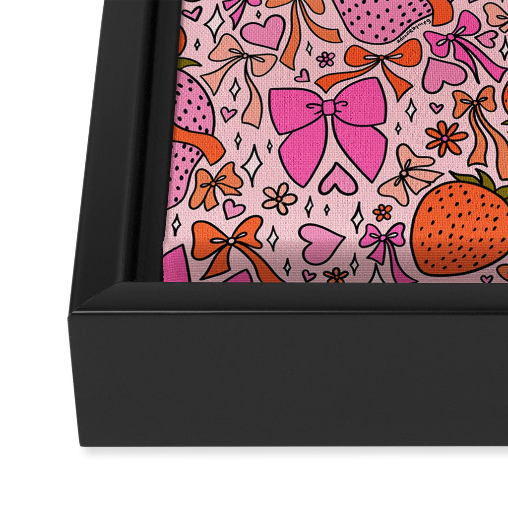 Strawberries and Bows Print Framed Canvas Print Gallery Image 3