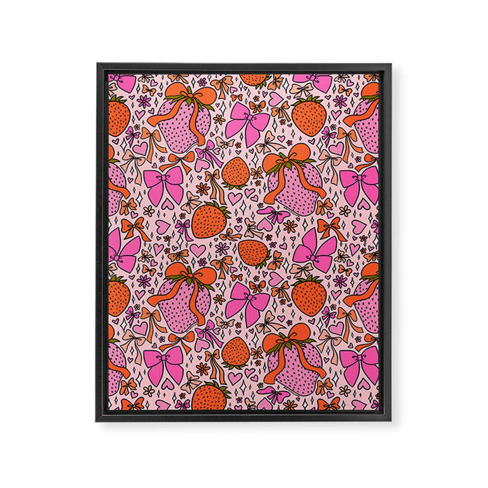 Strawberries and Bows Print Framed Canvas Print Gallery Image 1
