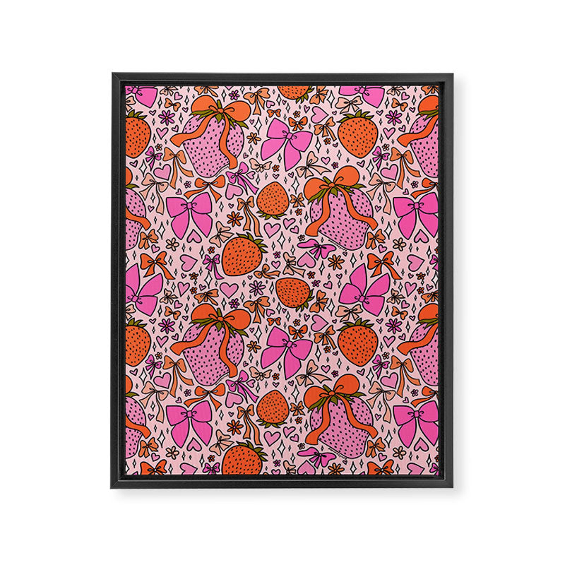 Strawberries and Bows Print Framed Canvas Print Gallery Image 8
