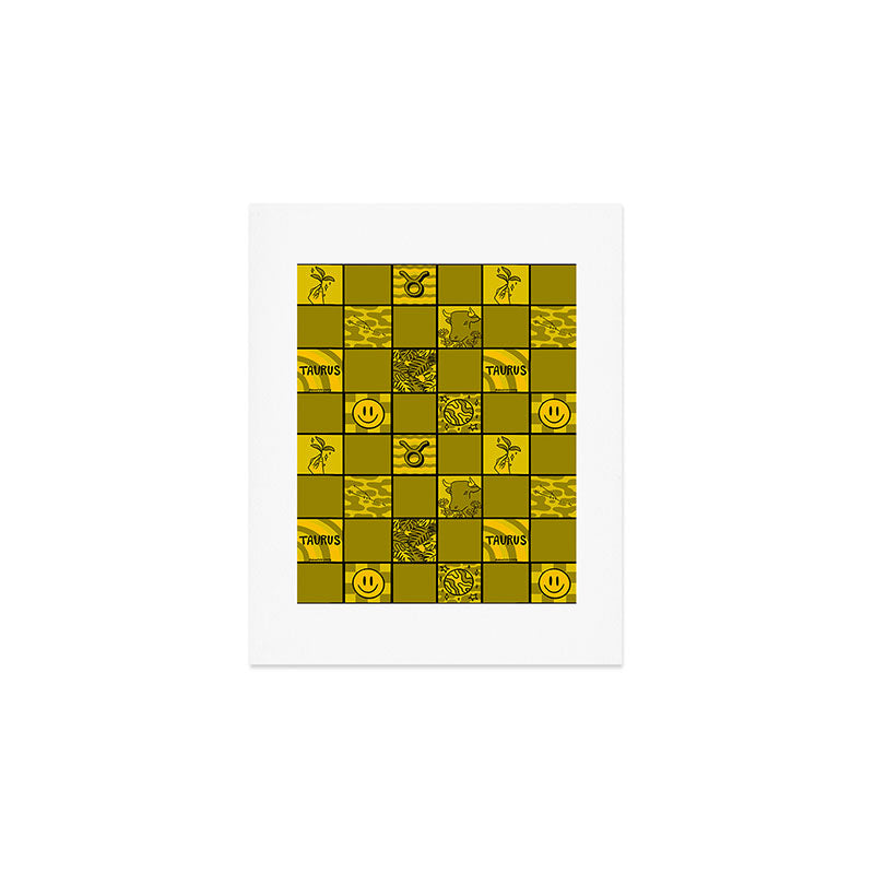 Taurus Checkered Print Art Print Gallery Image 1