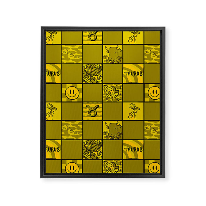 Taurus Checkered Print Framed Canvas Print Gallery Image 1