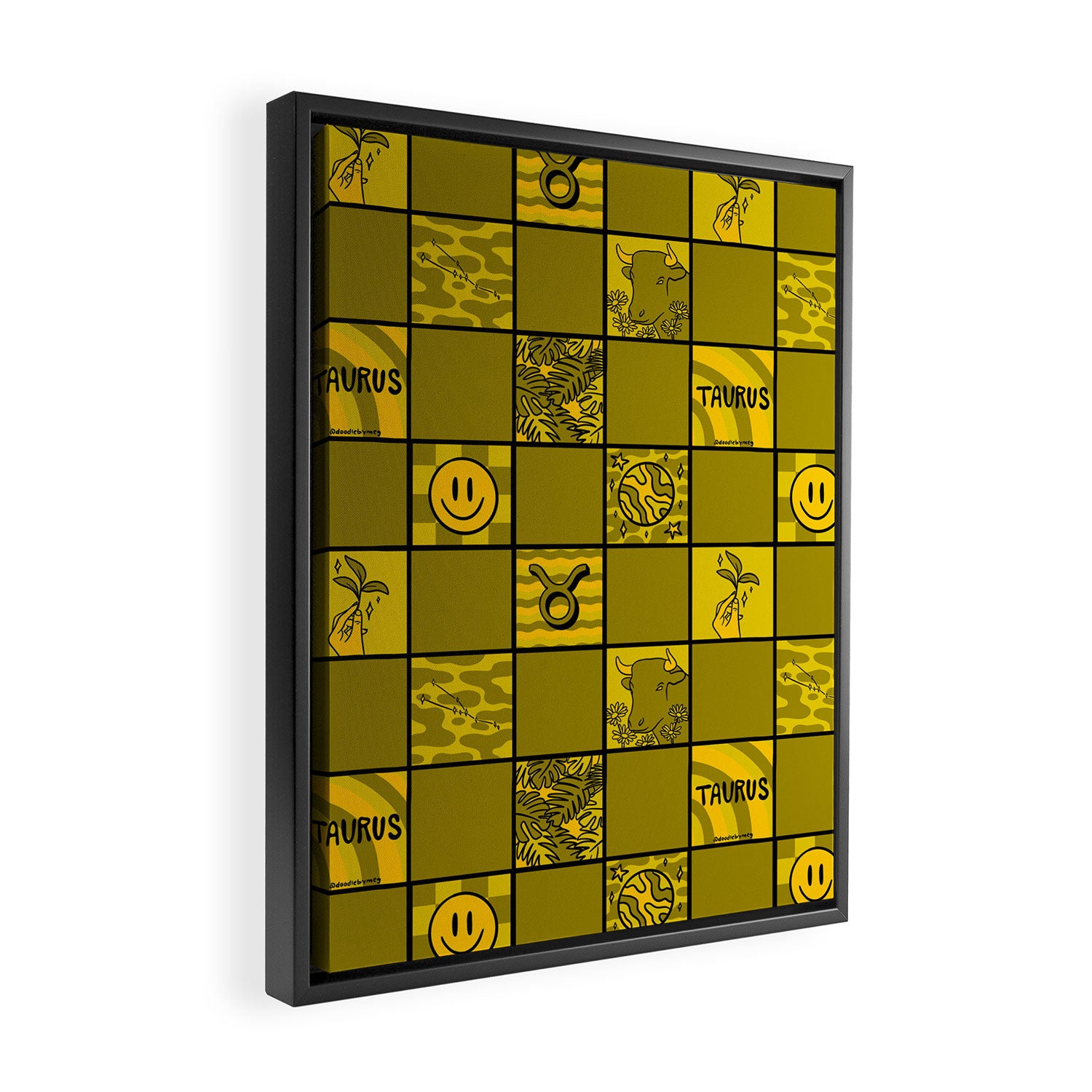 Taurus Checkered Print Framed Canvas Print Gallery Image 2