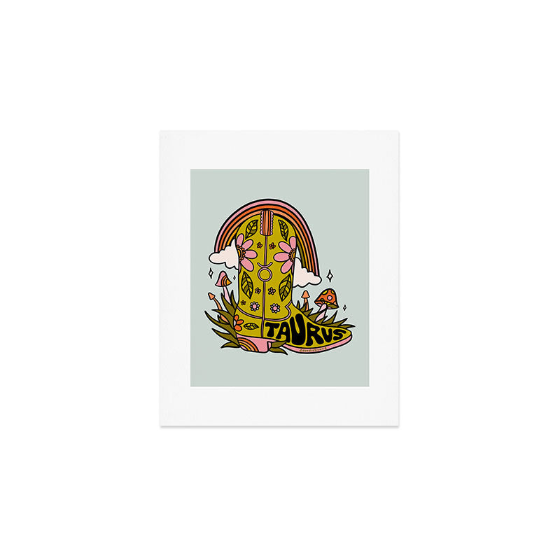 Taurus Cowboy Boots Art Print Gallery Image 1