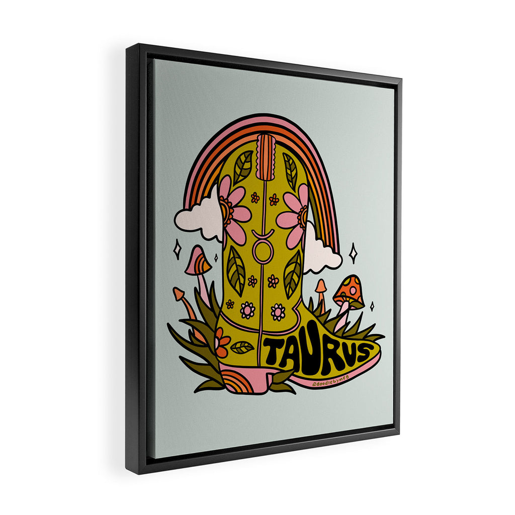 Taurus Cowboy Boots Framed Canvas Print Gallery Image 2