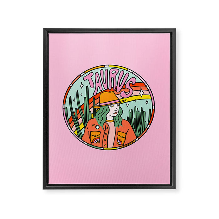Taurus Cowgirl Framed Canvas Print Gallery Image 1