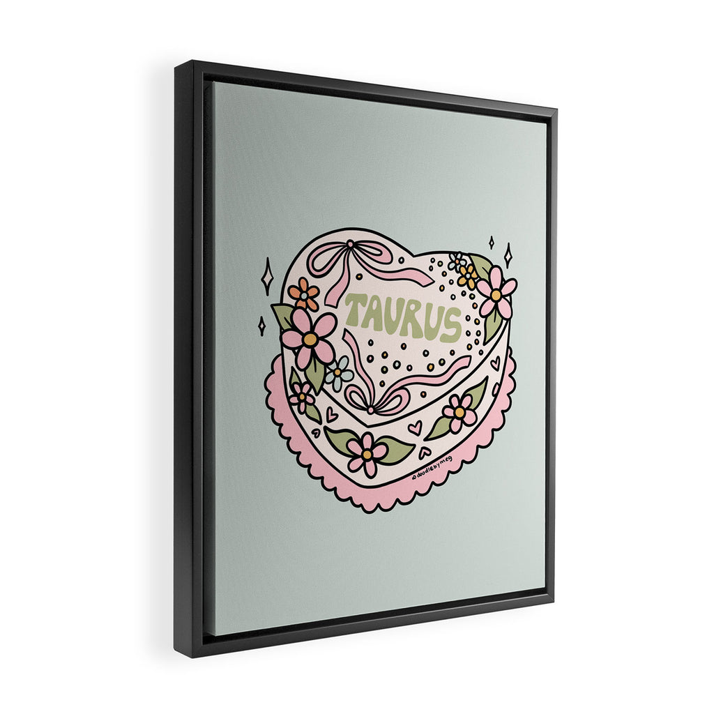Taurus Heart Cake Framed Canvas Print Gallery Image 2
