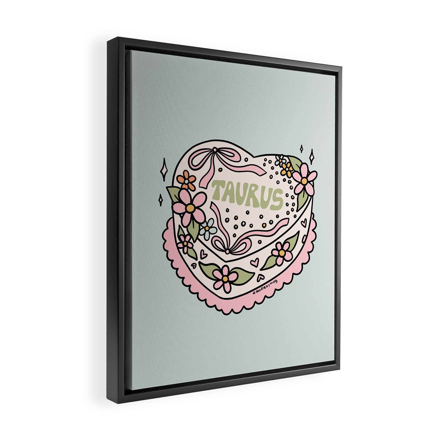Taurus Heart Cake Framed Canvas Print Gallery Image 2