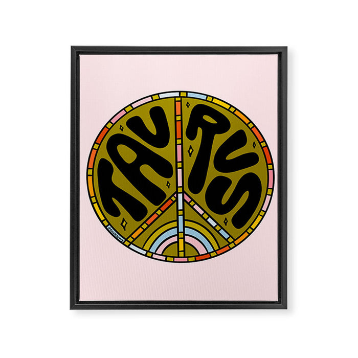 Taurus Peace Sign Framed Canvas Print Gallery Image 1