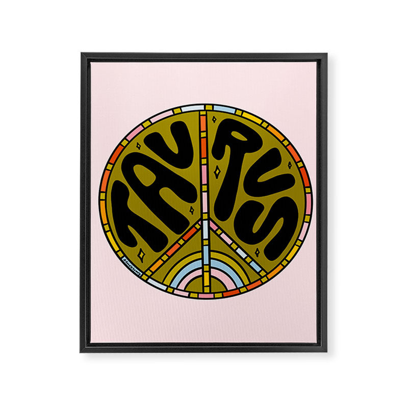 Taurus Peace Sign Framed Canvas Print Gallery Image 8