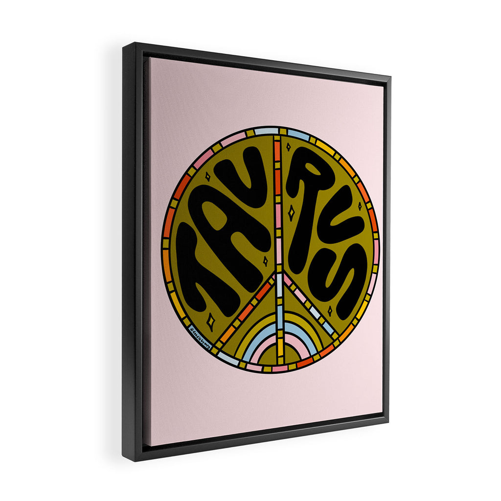 Taurus Peace Sign Framed Canvas Print Gallery Image 2