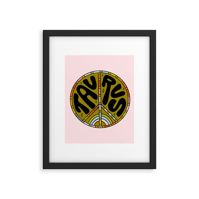 Taurus Peace Sign Framed Art Print Gallery Image 1