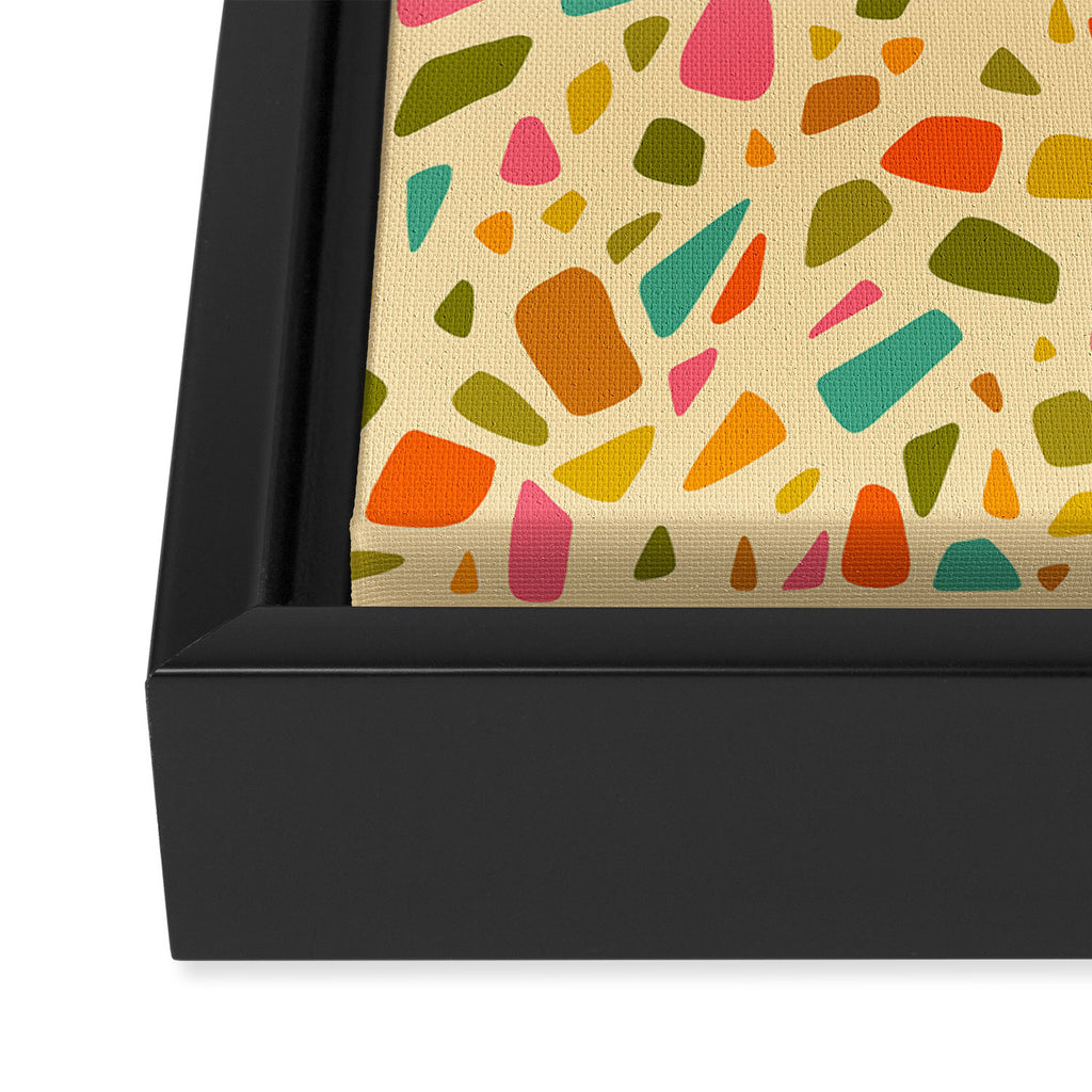 Terrazzo Print in Cream Framed Canvas Print Gallery Image 3
