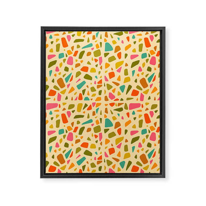 Terrazzo Print in Cream Framed Canvas Print Gallery Image 1