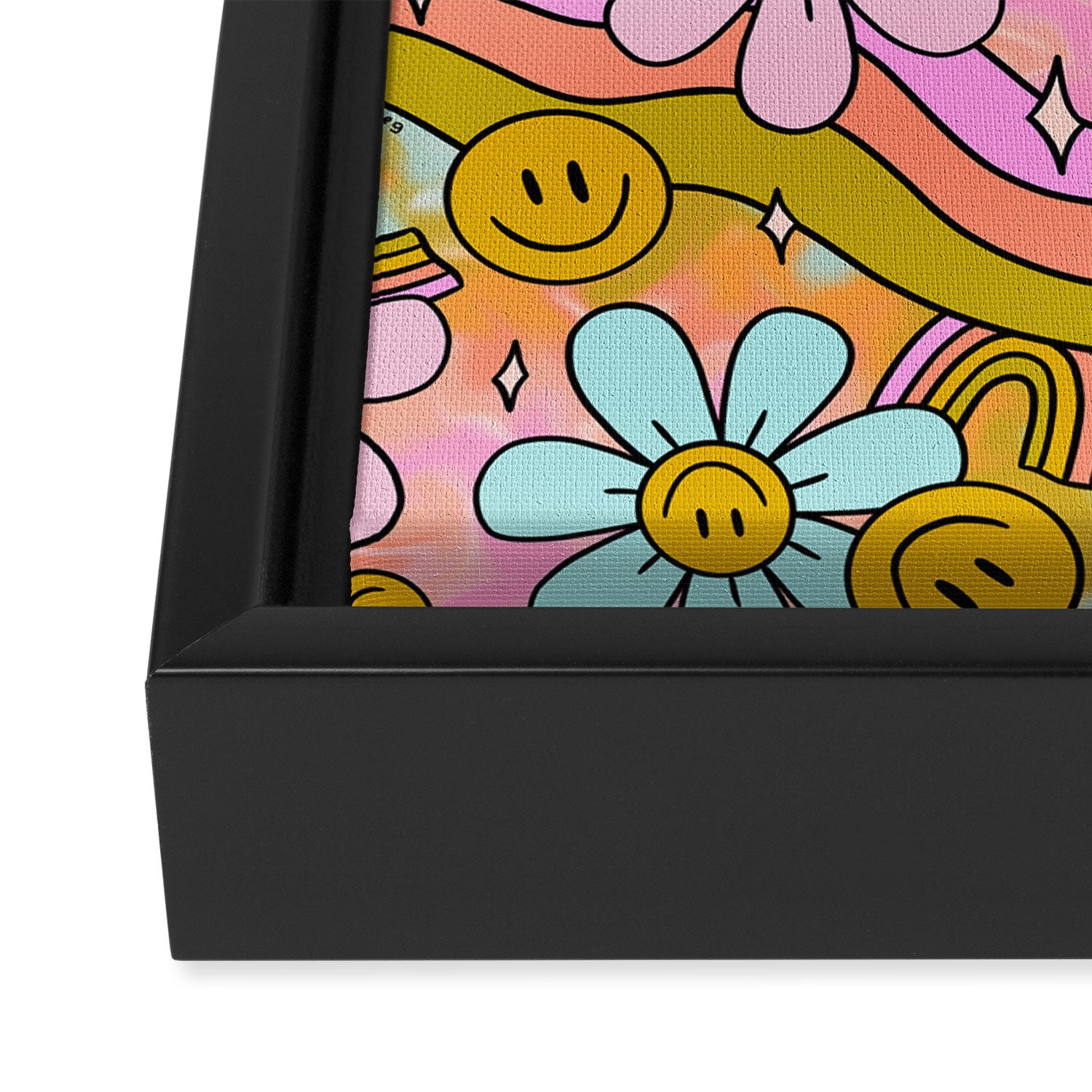 Tie Dye Flower Print Framed Canvas Print Gallery Image 3