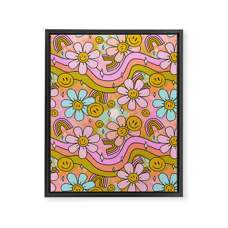Tie Dye Flower Print Framed Canvas Print Gallery Image 8
