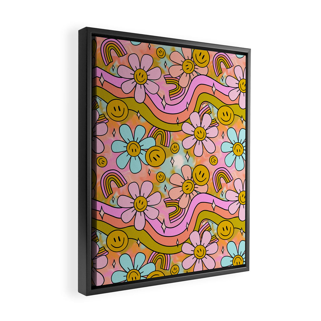 Tie Dye Flower Print Framed Canvas Print Gallery Image 2