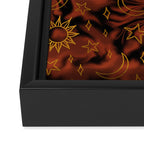 Tie Dye Moon and Star Print in Orange Framed Canvas Print Gallery Image 3