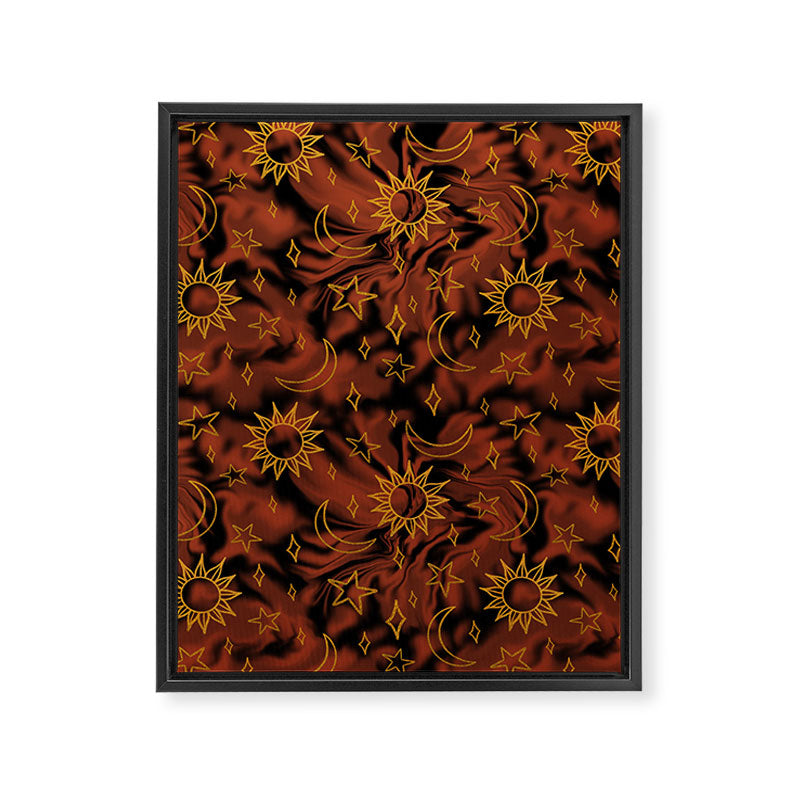 Tie Dye Moon and Star Print in Orange Framed Canvas Print Gallery Image 8